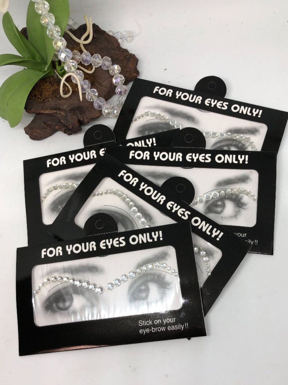 5 Pairs Stick On Eyebrow Jewels Gem Glitter Bling Clear Crystal Eyebrow Sticker